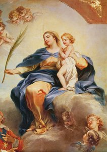 Lodewijk XIII (1601-43) wijdt de kerk van Notre-Dame-des-Victoires aan de Maagd in 1629, detail van de Maagd Maria, 1748-53